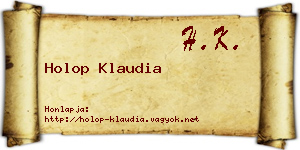 Holop Klaudia névjegykártya